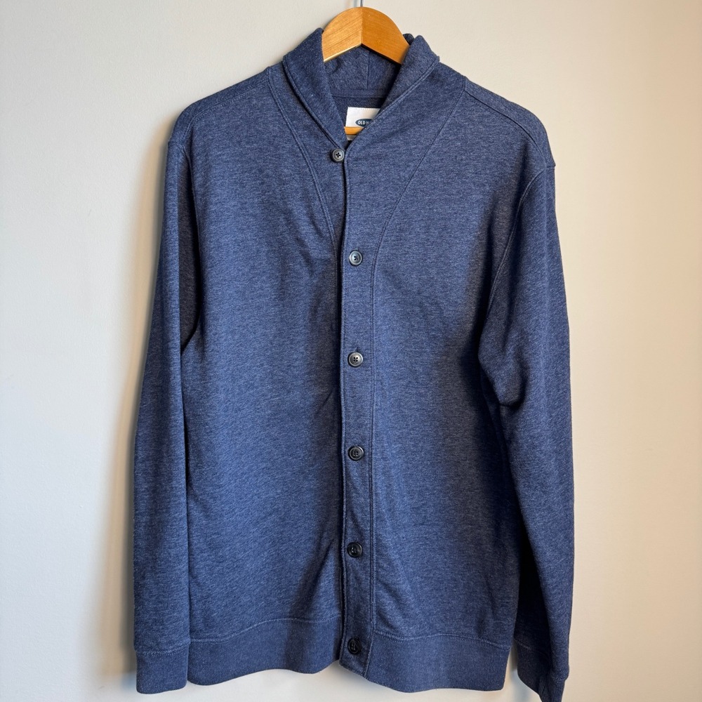 Old Navy Mens‎ Blue Shawl Collar Button Front Cardigan Sweater - L Grandpacore